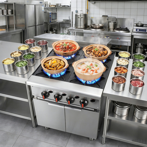 Cuisinière à gaz sur pied avec 4 brûleurs, équipement de cuisine professionnel pour sautés - Product Image 5