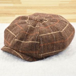 Autumn Winter Plaid Cap European American <b>Style</b> Painter's Hat 8 Panels Newsboy Hats Big <b>Head</b> Multiple Size Men Beret Cap Hat - Product Image 3