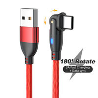 Câble de données USB 3.0 en cuivre pur, type C/Micro, à charge rapide, avec coudé à 180 degrés, tressé, 3A, universel pour téléphone Android, rallonge