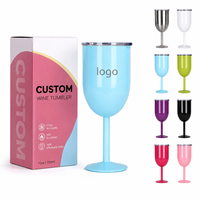 Verre à vin/gobelet isotherme réutilisable en acier inoxydable 304 à double paroi de 12 oz, personnalisé en gros, avec couvercle, pour fêtes et mariages