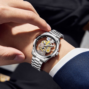 Nouvelle montre à quartz entièrement automatique non mécanique, montre creuse pour hommes, étanche, lumineuse, en acier transparent, montre de personnalité pour hommes - Product Image 3