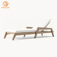 Chaise longue de patio en bois massif de luxe, dossier réglable, minimaliste, avec accoudoirs, pour jardin, terrasse, villa, complexe hôtelier