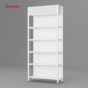 Dragonshelf new design 4-column white steel display racks for shopping mall shelves all metal material