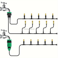 Système de brumisation et de refroidissement extérieur pour serre 5-30M, avec atomiseurs en laiton 1/4 et buses d'irrigation de jardin, pour tuyau 4/7mm, idéal pour patio