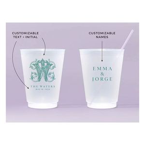 Vasos de Plástico Personalizados para Estadios, Ecológicos, Reutilizables, Decoración para Fiestas, Vasos de Plástico Personalizados para Bodas con Monogramas - Product Image 4