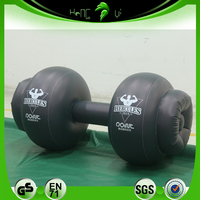 Haltère géant gonflable en PVC noir, modèle publicitaire extérieur, haltère réaliste et durable pour la décoration d'événements sportifs
