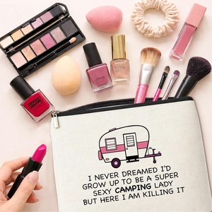 Bolsa de Maquillaje de Lino y Algodón para Camping, Regalos para Campistas, Bolsa de Cosméticos para Mujer, Bolsa de Aseo con Cierre para Viaje - Product Image 5