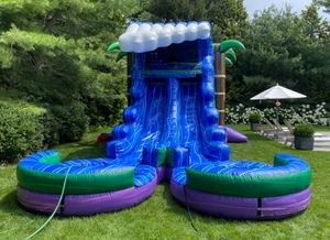 Thương mại ướt khô nhảy bouncy thư bị trả lại Nhà trượt nước kết hợp hai làn nhiệt đới bơm hơi lâu đài <span class=keywords><strong>Combo</strong></span> để bán - Product Image 4