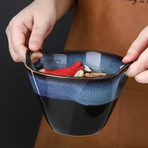 Jinbaijia الإبداعية أدوات مائدة من الخزف الفرنسية البصل وعاء الحساء رامين وعاء بمقبض اليابانية الأذنين السيراميك Bouillon الكؤوس