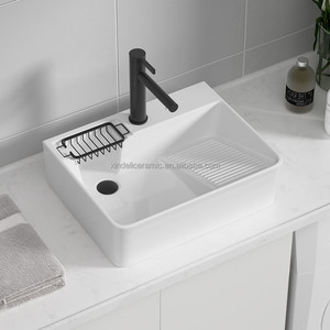 Vente directe d'usine, <span class=keywords><strong>lavabo</strong></span> <span class=keywords><strong>rectangulaire</strong></span> en céramique pour machine <span class=keywords><strong>à</strong></span> laver, évier de comptoir, évier latéral avec égouttoir, <span class=keywords><strong>lavabo</strong></span> avec planche <span class=keywords><strong>à</strong></span> laver - Product Image 3