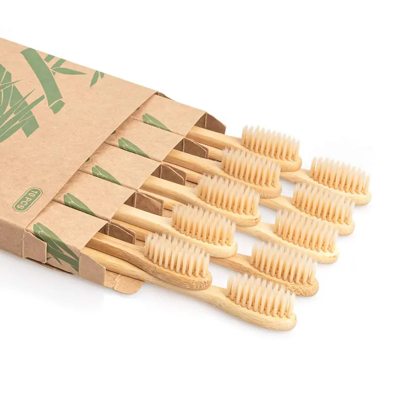 Eco Friendly Bamboo Toothbrush  10Pack Medium Firm Bristles Biodegradable Bulk Bamboo Toothbrushes