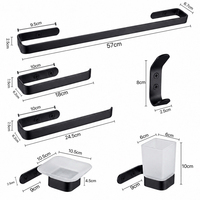 Ensemble de cinq supports muraux pour serviettes de salle de bain en acier inoxydable