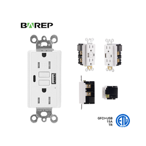 Prise GFCI auto-testante BAREP 15A 125V homologuée ETL <span class=keywords><strong>avec</strong></span> ports USB-A et C 4.8A, résistante aux manipulations et <span class=keywords><strong>avec</strong></span> indicateur LED - Product Image 3