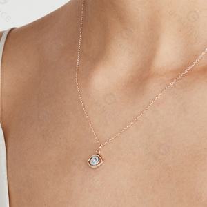 जेम्नल पीतल 18k सोने की प्लेटेड रोडियम प्लेटेड क्यूबिक जिरकोनिया कस्टम एनमेल महिलाओं के लिए बुरी आंख पेलेंट हार - Product Image 3