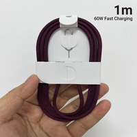 Kabel Nylon Tipe C ke Tipe C 1M 60W Pengisian Cepat dengan Pelindung Anyaman untuk Ponsel 18 17 16 15 Pro Max Plus Harga Pabrik