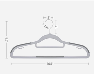 Cintres en plastique légers antidérapants minces techniques d'injection de crochet argenté pivotant à 360 degrés extrémités incurvées gain de place - Product Image 4