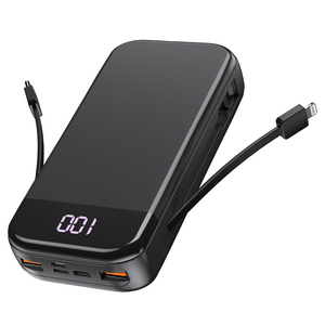 <span class=keywords><strong>Meilleures</strong></span> ventes 2025 – Batterie externe portable ultra-mince haute capacité 20000 mAh avec câble intégré et double port USB 20W à charge rapide <span class=keywords><strong>pour</strong></span> l'extérieur - Product Image 1
