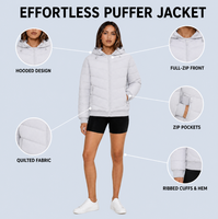 Veste matelassée à capuche pour femme, personnalisée ODM/OEM, manteau d'hiver rembourré, avec poignets côtelés, vêtement d'extérieur décontracté pour femme