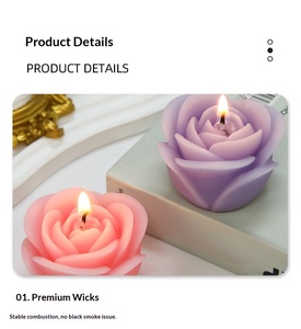 Candela Aromaterapica con Design Romantico <span class=keywords><strong>a</strong></span> Rosa, in <span class=keywords><strong>Cera</strong></span> di Soia Fatta <span class=keywords><strong>a</strong></span> Mano per Decorazione Casa e Regali - Product Image 1