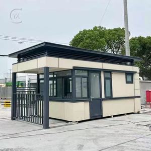 Cabine de sécurité moderne en aluminium avec toilettes, bureau d'accueil autonome, conception modulaire, forme rectangulaire, pieds en métal - Product Image 4