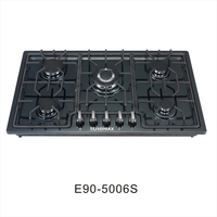Table de cuisson à gaz encastrable OEM/ODM pour GPL/GN, 5 brûleurs, cuisinière à gaz en verre trempé pour cuisine domestique
