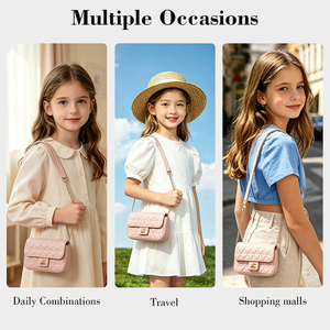 Borsa a Tracolla Trapuntata Rosa per <span class=keywords><strong>Bambine</strong></span>, Mini Borsa a Catena per Piccole Principesse, Regalo per Feste all'Aperto - Product Image 2