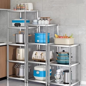 Scaffale da Cucina Multiuso di Alta Qualità in Acciaio Inossidabile a Tre Ripiani Regolabile Impermeabile Sostenibile - Product Image 1