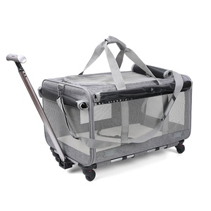 Portable Pet Trolley Case Detachable Universal Wheel Breathable Foldable Large Capacity Pet Puppy Travel Bag Br