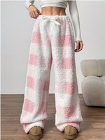 Nouveau pantalon long pour femme, automne-hiver, style décontracté, à carreaux, épais, simple, ample, à jambes larges et doux