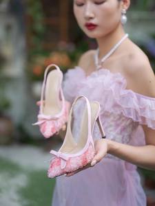 2025 estate Sexy sandali <span class=keywords><strong>con</strong></span> <span class=keywords><strong>tacco</strong></span> a fiore a punta per le donne <span class=keywords><strong>scarpe</strong></span> <span class=keywords><strong>chiuse</strong></span> tacchi bassi Must-hare femminile di temperamento da fata - Product Image 5