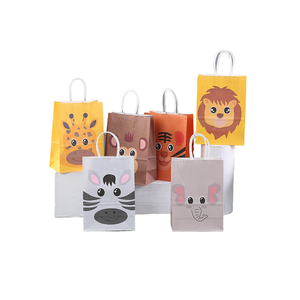 Animal Series Recycled Kraft <b>Paper</b> Twisted Handle Shopping <b>Carrier</b> <b>Bag</b> with Hot Stamping Ribbon Accessories and Logo Printed - Product Image 2