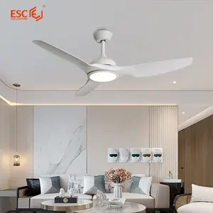 Ventilador de teto inteligente, ventilador de teto moderno 52 polegadas abs lâminas brancas ventilador de teto com luzes led