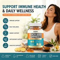 Bioby OEM Marque Privée Premium Gommes d'Huile de Nigelle Naturelle 500mg Saveur Ale au Gingembre Pressée à Froid pour le Soutien Immunitaire Non-OGM