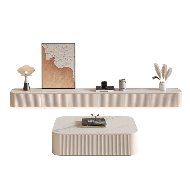 Mesa de centro de mármol para sala de estar, soporte de Tv blanco de diseño de lujo ligero, mesa de centro moderna, 2022