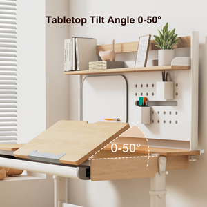 Rắn Gỗ Trẻ Em Vẽ Bảng Đọc Sách Chiều Cao Có Thể Điều Chỉnh Máy Tính Bàn Trẻ Em Nhà Nghiên Cứu Bảng Văn Phòng Với Cao Kệ Sách - Product Image 3