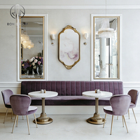 Ensemble table et chaises rondes en marbre pour café-restaurant, mobilier de banquette et de coin d'assise pour café