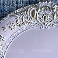 Assiettes de Présentation Rondes Rose Élégantes Baroque en Relief pour Mariage – Décoration de Table de Luxe en Plastique