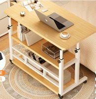 Bureau d'ordinateur en bois sur mesure, réglable en hauteur, avec étagère
