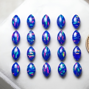 Aurora Opal Cabochon con Efecto de Fuego, Ópalo Sintético Cultivado en Laboratorio, Ópalo Doble, Varios Colores, Alta Calidad, Pendientes Marquise - Product Image 2