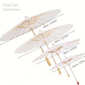 Parapluie en papier de bambou chinois, parapluie en papier blanc DIY, cadeau de mariage - Product Image 4
