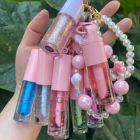 Huile à lèvres de maquillage en gros 4ML, logo personnalisé, huile à lèvres vegan aromatisée aux fruits avec porte-clés, sans logo