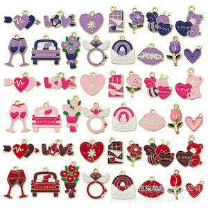 Nouvelle Série Saint-Valentin Transfrontalière : Pendentif Cœur en <span class=keywords><strong>Pierre</strong></span> Naturelle Effet Goutte, Accessoires de Bijoux en Alliage DIY pour Collier - Product Image 5