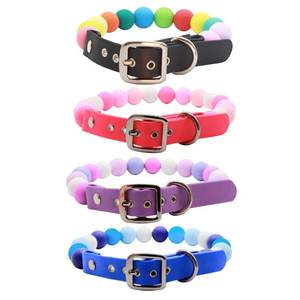 <span class=keywords><strong>Collar</strong></span> de Perro Ajustable de Silicona con Cuentas, Joyería Elegante, Personalizado, Impermeable, Bonito, Colorido, Femenino, <span class=keywords><strong>Collar</strong></span> de Perro Resistente - Product Image 1