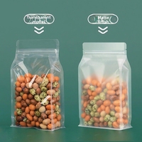 Sacs d'emballage alimentaire en plastique transparents mats à huit soudures, en gros, en stock, sacs refermables à fond plat, vente directe