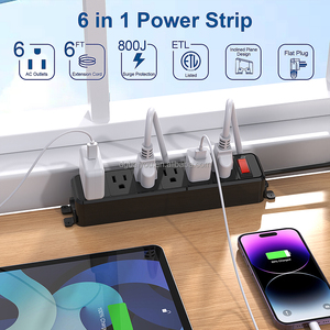 <strong>Wall</strong> <strong>Mount</strong> Smart <strong>Plug</strong> 6 AC Outlets Copper Power Strip with USB Port Overload Protection Indicator <strong>Light</strong> for Hospital Office Use - Product Image 4