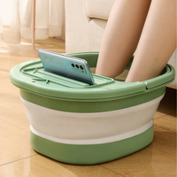 Bassin de spa pour les pieds pliable en plastique portable |   Bac de massage pour les pieds avec support pour téléphone et couvercle |   Baignoire multifonctionnelle pour la maison et la salle de bain