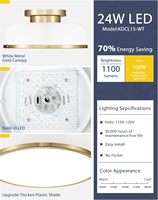 Plafonnier LED de 16 pouces à encastrer 5cct avec gradation moderne forme ronde Plafonnier décoratif pour chambre à coucher et couloir