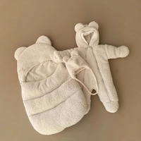 Combinaison polaire épaisse pour bébé et tout-petit, hiver 2025, avec capuche zippée, extérieur moelleux, motif uni