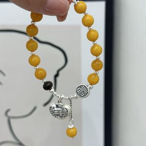 Pulsera de ámbar con dije de cierre plateado para mujer, diseño chino, regalo de joyería con cuentas de la suerte - Product Image 3