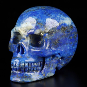 Venta al por mayor Crystalhola: Estatuas de calaveras talladas en piedra natural de alta calidad con vetas azules, estilo bohemio, artesanía para el hogar, 5 cm, ligeras. - Product Image 3
